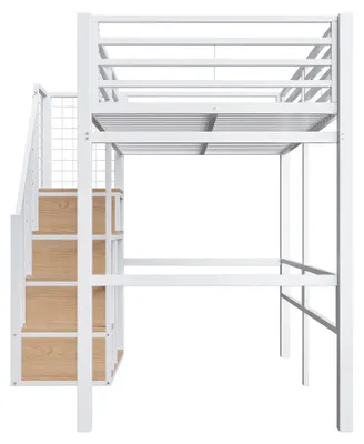 Zdjęcie produktu dla Łóżko piętrowe dla dzieci - metalowa konstrukcja - bezpieczna drabinka - miejsce do przechowywania - 90 x 200 cm - białe