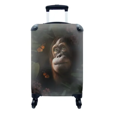 Produktbild von MuchoWow® Koffer Handgepäck Trolley Rollkoffer Kleine Reisekoffer mit 4 Rollen - Schmetterling - Dschungel - Affe - Cabin Size < 55x40x23 cm & 55x40x20 cm - Fotokoffer - Kabinenkoffer - Boardgepäck - Reise-Box - Reisekoffer - Reisegepäck - Koffer mit Bild - Trolley für Kinder