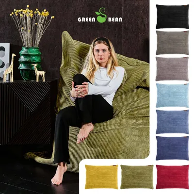 Produktbild von Green Bean® XXL Riesensitzsack "Square" aus Cordstoff 370 Liter mit EPS Perlen Füllung - kuschelig, weich, robust & waschbar - Grün