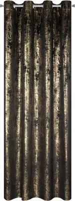Image de Rideau Renia 140X250 cm en velours noir sur œillets avec impression dorée