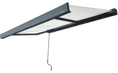 Produktbild von Kassettenmarkisen Kettler Hambra 5x3 Stoff greige Gestell RAL 7043 Verkehrsgrau B inkl. Motor, Fernbedienung, LED Beleuc