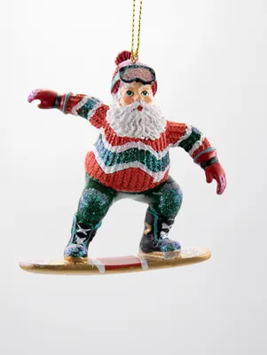 Produktbild von Weihnachtsmann auf dem Snowboard Nikolaus Christbaumschmuck