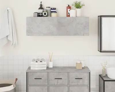 Produktbild von "2026 Aktion"Bad-Wandschrank Modernes Design - Badezimmerschrank Badmöbel - Betongrau 100x25x30 cm Holzwerkstoff DEMöbel 9993741