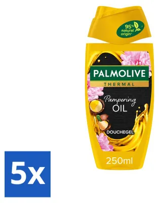 Imagen del producto de 5 unidades de gel de ducha Palmolive Revive Macadamia, 250 ml cada uno. Paquete económico