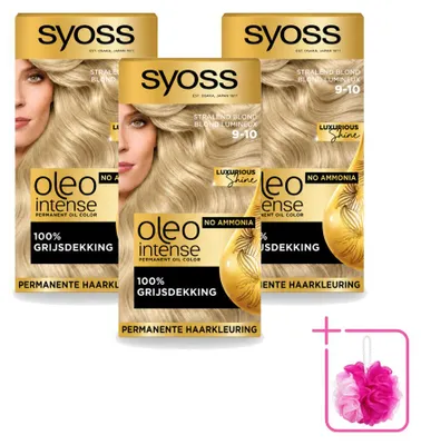 Productafbeelding van 3 x Syoss Oleo Intense haarkleuring 9-10 - Strallend blond - Zonder ammonia - Voordelige verpakking - 3 stuks