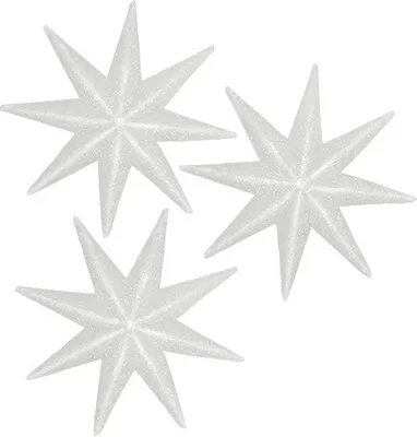 Produktbild von Glitterstern Weiß 10cm 12St – Weihnachtsdekoration, Tischdeko, Christbaumschmuck, 12 Stück