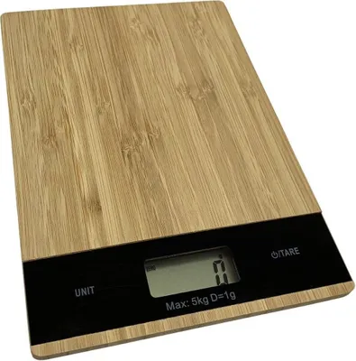 Produktbild von Digitale Küchenwaage Bambus Design mit LCD-Display & Tarafunktion bis 5kg