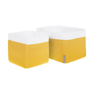 Produktbild von KraftKids Körbchen Waffel Piqué mustard 20 x 20 x 20 cm