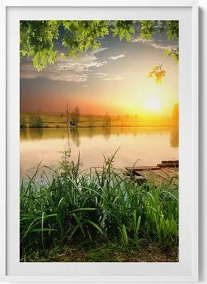 Produktbild von Sonnenuntergang, Sommertage– Wandbild mit Rahmen – Gerahmtes Bild – Wanddekoration – 70x100 cm – Weiß Rahmen