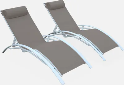 Produktbild von sweeek - 2er-Set Sonnenliegen aus Aluminium mehrfach verstellbar - Weiß