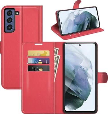 Produktbild von König Design Hülle kompatibel mit Samsung Galaxy S21 FE Kunstleder Handyhülle - Handy Case Rot