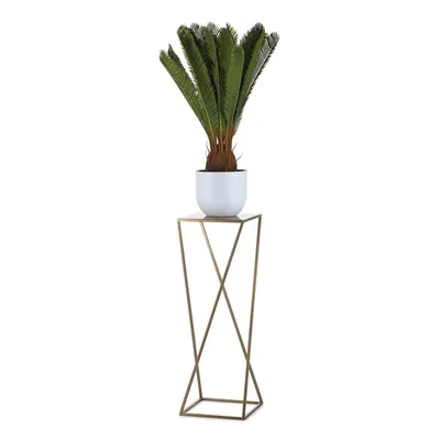 Productafbeelding van Plantenstandaard in de stijl van een gezellige zolderkamer, 70 cm hoog - elegante, gouden metalen bloemenstandaard