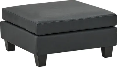 Produktbild von BELIANI Ottomane Schwarz Kunstleder mit Schwarzen Beinen Modern Quadratisch Wohnzimmer Schlafzimmer Ausstattung Sitzmöbel Fußhocker