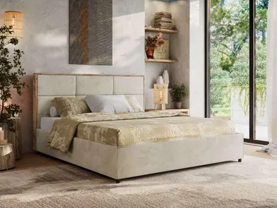Produktbild von MKS MEBLE Polsterbett LERIO CLASSIC 200x200 cm mit Bettkasten & Stauraum, inkl. Lattenrost, Gasdruckfeder Metall-Lift, Doppelbett wahlweise mit Matratze - Beige Velvet