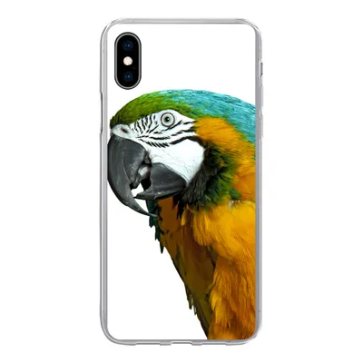 Produktbild von MuchoWow® Handyhülle Schutzhülle Hülle für iPhone Xs Papagei - Vogel - Federn - Porträt Silikon Softcase Handy Hülle - Handytasche