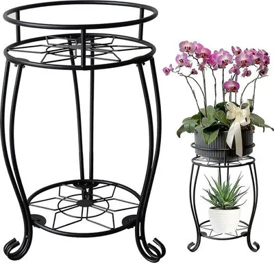 Produktbild von Famanu Pflanzenstandaard 2-lagig - Schwarz, 49 cm hoch