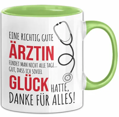 Produktbild von Aerztin Tasse Geschenk Eine Richtig Gute Aerztin Danke Geschenkidee Beruf (Grün)