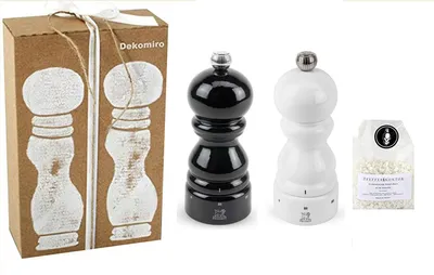Produktbild von Peugeot Set Paris Pfeffermühle und Salzmühle schwarz weiß 12 cm u-Select mit 100 gr. Salz Dekomiro Geschenkset