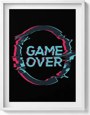 Produktbild von Game over"-Inschrift für einen Gamer– Wandbild mit Rahmen – Gerahmtes Bild  – Wanddekoration – 60x80 cm –  Weiß Rahmen