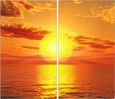 Produktbild von Spritzschutz Herdabdeckplatte Schneidebrett aus Glas Sonnenuntergang Meer 2-Teilig (60x52cm)