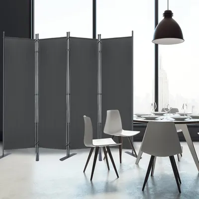 Image de UISEBRT Paravent de séparation 4 pièces Paroi de séparation 225 x 180 cm avec attaches-câbles & clous Anthracite