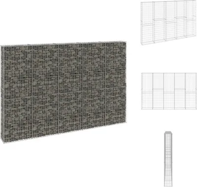 Immagine prodotto di vidaXL Muro di gabbioni con copertura in acciaio zincato 300x30x200 cm - Pannelli di recinzione