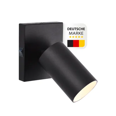 Produktbild von GU10 Deckenleuchte ProSpot 865-1s Schwarz – 1-flammig, mit Schalter, Aluminium, IP20