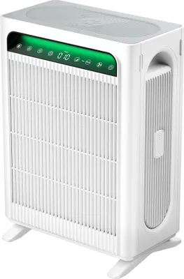 Produktbild von KNKA pro Luftreiniger für bis zu 140 m² mit hoher CADR-Leistung (384–415 m³/h), Doppel-HEPA- & Aktivkohlefilter gegen Staub, PM2.5 & Gerüche, leise 22 dB, Auto-/Sleep-Modus, AQI-Anzeige, Weiß