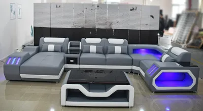 Produktbild von luxus wohnzimmer sofa ecksofa polster eck garnitur sofas couchen led ledercouch