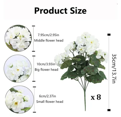 Image de Bégonias artificiels, lot de 8, pour l'extérieur, décoration de jardin