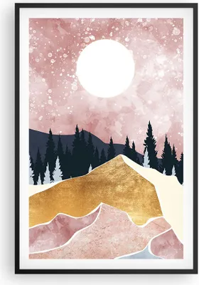 Produktbild von Gerahmtes Poster - Schwarzer Rahmen - Grafik Modern Landschaft - 61x91,5 cm - Wand Bild - Wanddeko - Wandbilder - Kunstposter - Wandposter - Bilderrahmen - Bilder - Kunstdruck - P2BPA61x91-4832