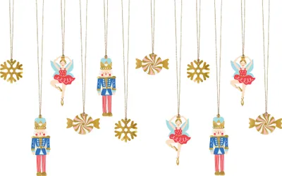Produktbild von Geschenkanhänger Nussknacker 4-6,5 x 4-12cm 1 Set Gold / Rot / Blau