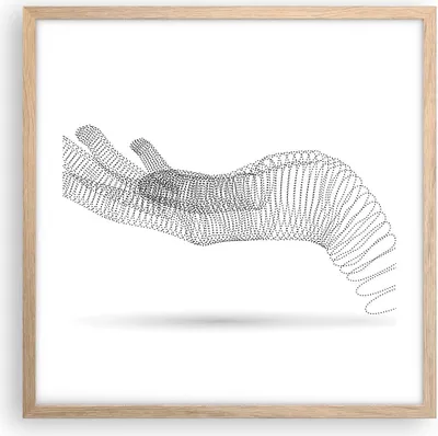 Produktbild von Gerahmtes Poster - Rahmen in heller Eiche - Hand Grafik weiß - 50x50 cm - Wand Bild - Wanddeko - Wandbilder - Kunstposter - Wandposter - Bilderrahmen - Bilder - Kunstdruck - P2NAC50x50-4427