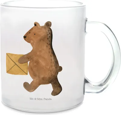 Produktbild von Mr. & Mrs. Panda Teetasse Bär Zuhause - Transparent - Geschenk, Pott, aus Glas, glastasse, Teddy, Teeglas, Einzugsgeschenk Einzug Neues Haus Neue Adresse Umzug Umziehen