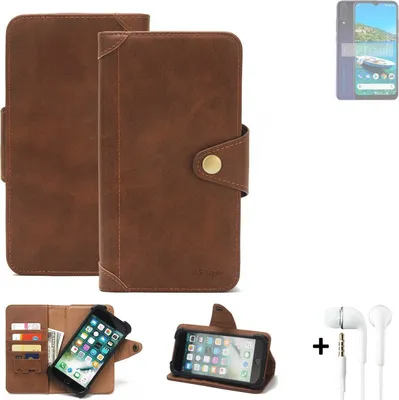 Produktbild von K-S-Trade Handyhülle + Kopfhörer kompatibel mit General Mobile  Gm 10 Schutz Hülle Walletcase Bookstyle Tasche Case Handytasche Wallet Flipcase