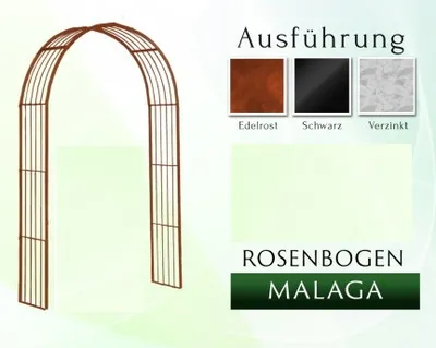 Image de Magnifique arche en forme de rose MALAGA - Largeur totale : 1,90 m - Noir - Pergola - Arche métallique - Arche de jardin - Colonne en forme de rose