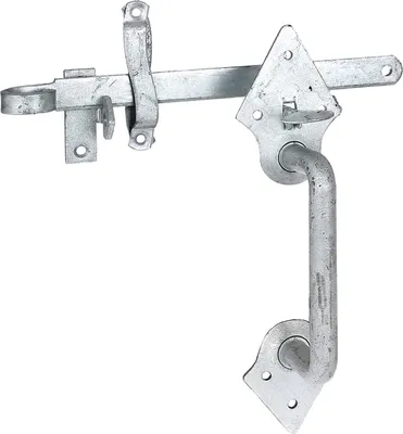 Produktbild von Alberts Klinken-Set | für Flechtzaun- und leichte Holztore | zum Anschrauben oder Einschlagen | feuerverzinkt | Länge 260 mm