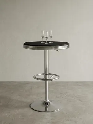 Produktbild von Retro-Bartisch, Verstellbare Höhe, Aluminium-Look, Kunstleder - Trendig & Stabil. 60x60x68 cm | Kadima Design