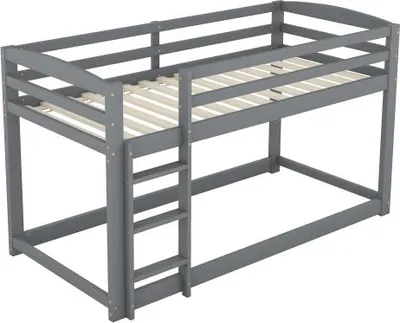 Produktbild von Etagenbett mit 2 Schlafgelegenheiten und Lattenrost, 90x200 cm, Hochbett mit Leiter, Holzbett aus Kiefer, Kinderbett inkl. Rausfallschutz