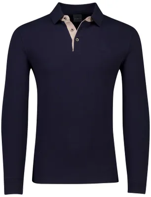 Produktbild von Poloshirt dunkelblau Bugatti beige Knopfleiste