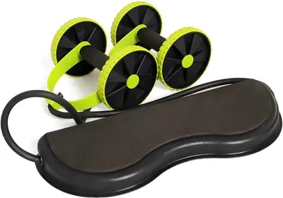 Obrázek produktu pro AB Roller s elastickým odporem, fitness zařízení s dvojitými koly, zelené barvy, pro posilování břišních svalů