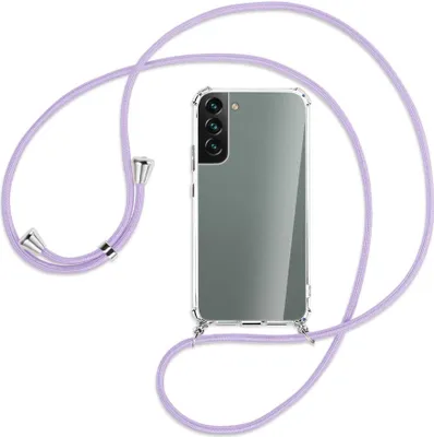 Produktbild von Handykette Backcover-Schutzhülle mit Band (Metall silberfarben) für Samsung Galaxy S22 Plus 5G (S906) - violett