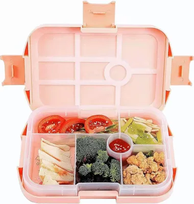 Produktbild von Lunchbox Mädchen rosa, Frühstücksbox, 6 Unterteilung auslaufsicher Mikrowelle f. Schule/KiGa