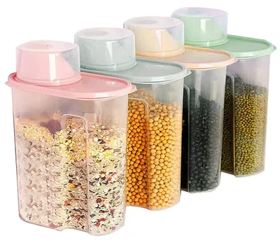 Immagine prodotto di Barattolo per alimenti - Contenitore alimentare - Set da 4 pezzi - PP - Dosatore con coperchio