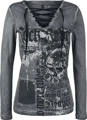 Produktbild von Rock Rebel by EMP Damen graues Langarmshirt mit Schnürung S