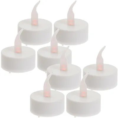 Produktbild von LED-Teelichter 8er-Set - Flackernde orange Flamme & 6h-Timer - Romantisches Ambiente, sicher, umweltfreundlich, batteriebetrieben Ø 38mm