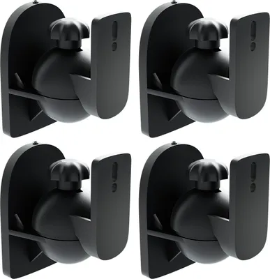 Produktbild von deleyCON 4x Universal Lautsprecher Wandhalterung Halterung Boxen Halter Schwenkbar + Neigbar bis 3,5Kg Deckenmontage + Wandmontage - Schwarz