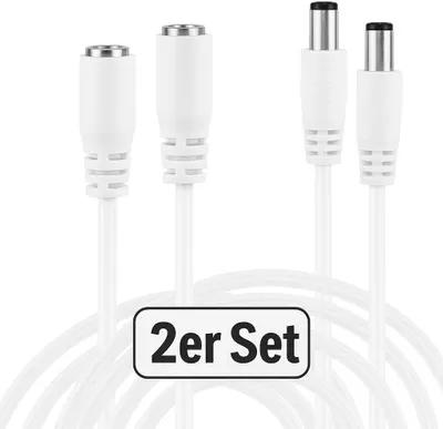 Produktbild von Wicked Chili 2x Verlängerungskabel kompatibel mit Philips Hue Play Lightbar Lampen, 3m Verlängerung, Kabel für original Netzadapter Playbar S021LM2400088 (Set, 300cm, weiss)
