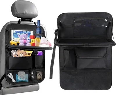 Produktbild von Schwarze Autostoelbeschermer mit Organizer und Tisch, wasserdicht, 105 Zoll, für Kinder