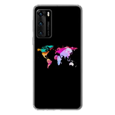 Produktbild von MuchoWow® Handyhülle Schutzhülle Hülle für Huawei P40 Weltkarte - Farbe - Aquarell Silikon Softcase Handy Hülle - Handytasche